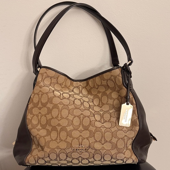 COACH Edie Brown Jacquard Bag.  EUC! - Picture 2 of 13